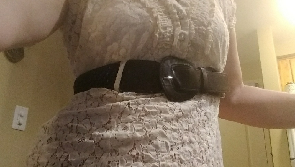 So cute fitted lace shirt w a soft beige shirt